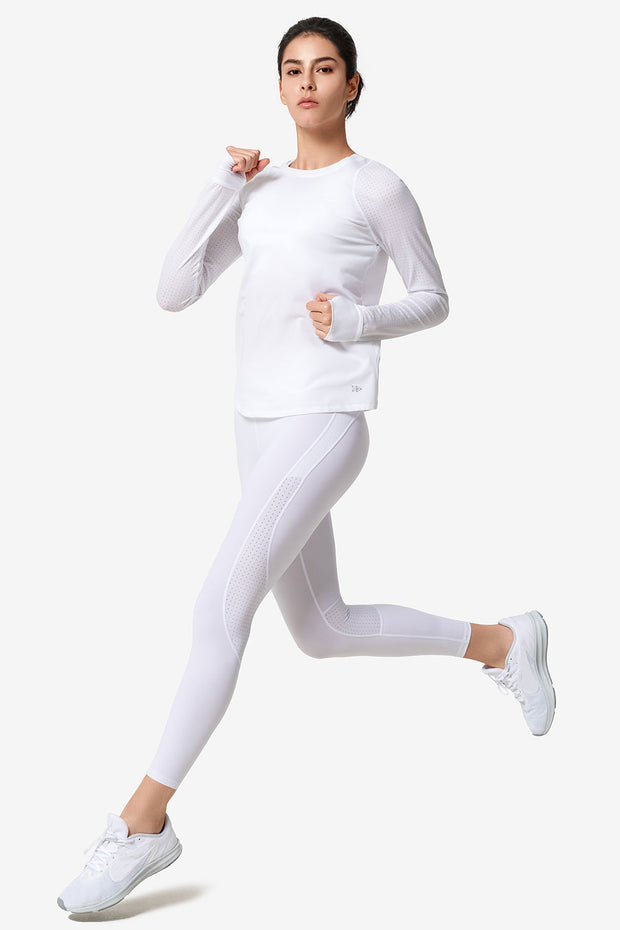 Damen Sportbekleidung Longsleeve weiß